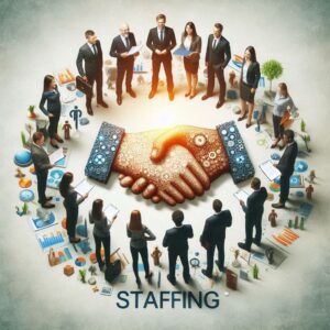 The image represents the meaning and visualization of staffing from class 12th business studies